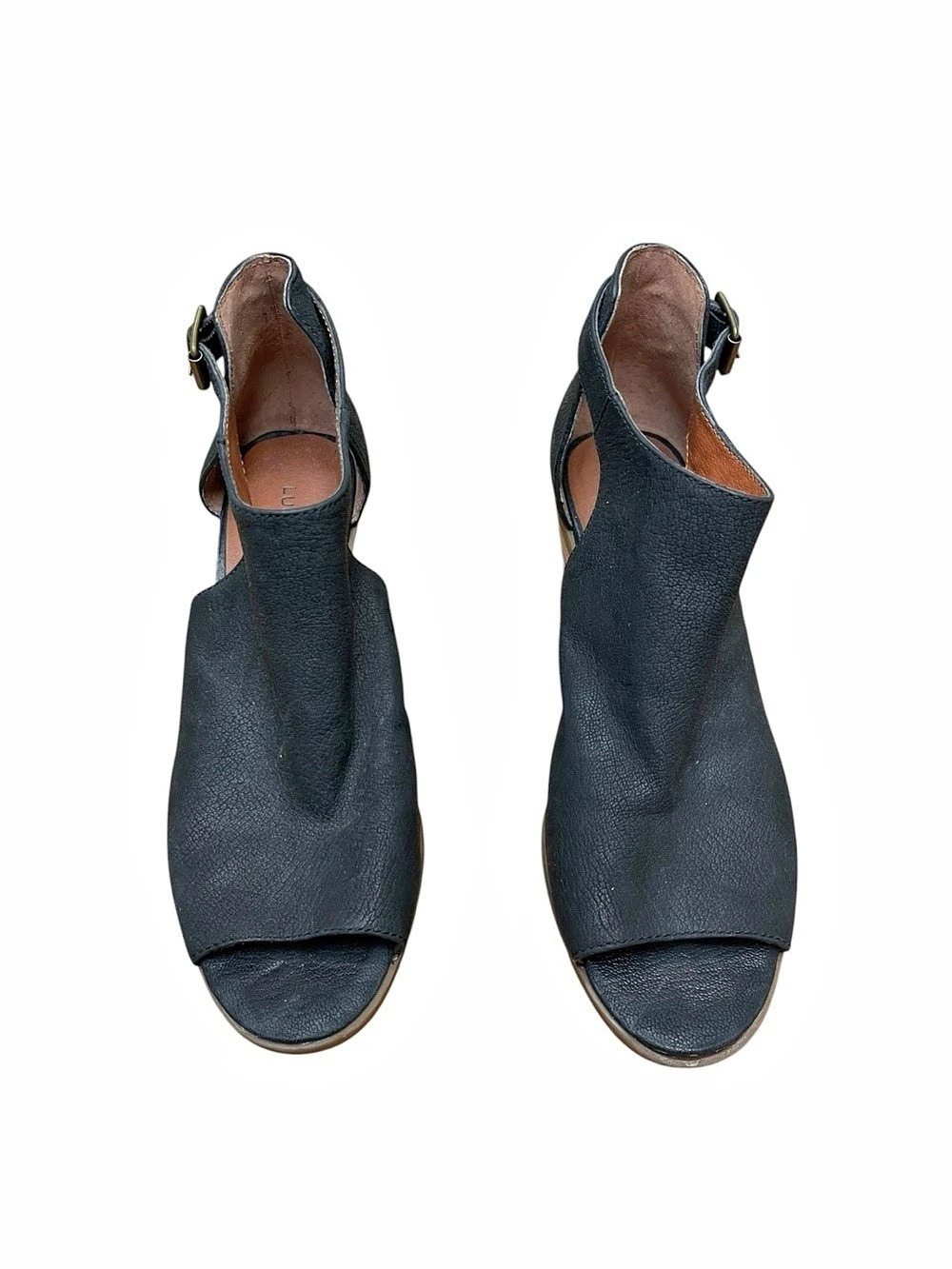 Lucky Brand Black Leather Heeled Sandals US 8